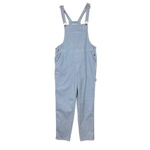 Universal Thread Womens 6 Blue White Stripe Bib Overalls Streetch Cotton Blend